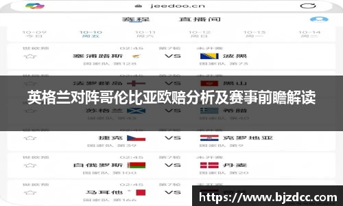 英格兰对阵哥伦比亚欧赔分析及赛事前瞻解读